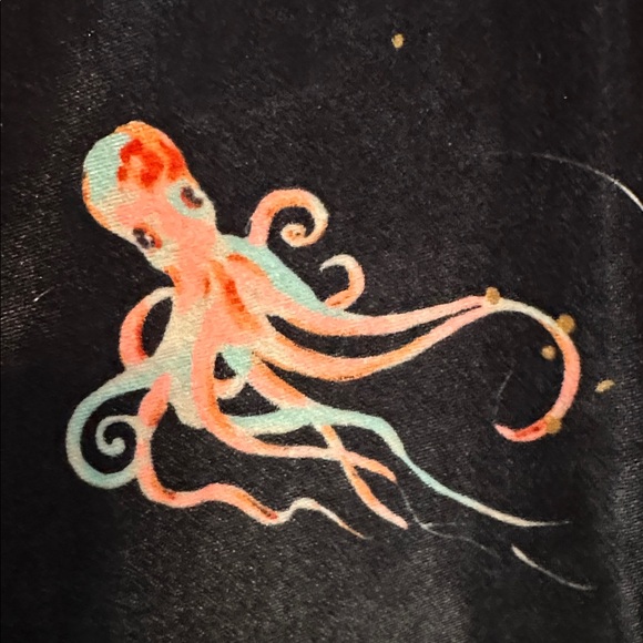 Modcloth Black Velvety Top with Vibrant Marine Print XL - Picture 2 of 5